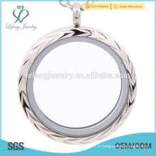 Hot selling en acier inoxydable plate-forme ronde en argent, bijoux en forme de pendentif relevé